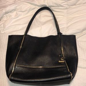 Botkier Black Leather Tote with Gold Hardware